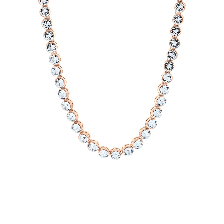 Zilveren roséplated tennisketting met kristal voor dames