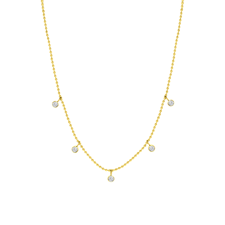 Stalen goldplated ketting met hanger met zirkonia voor dames