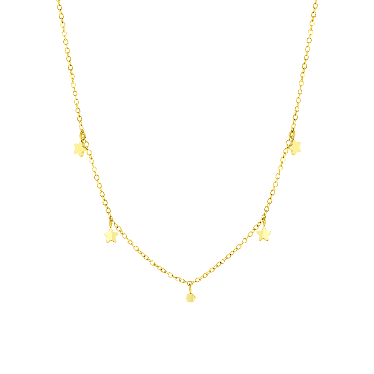 Stalen goldplated ketting met hanger ster voor dames