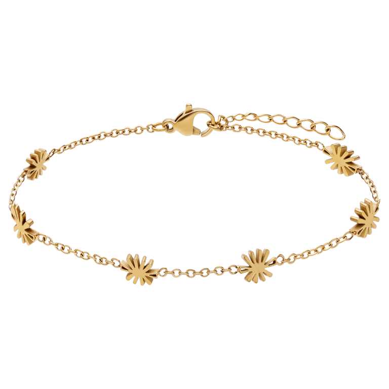 Stalen goldplated fantasiearmband met hanger voor dames