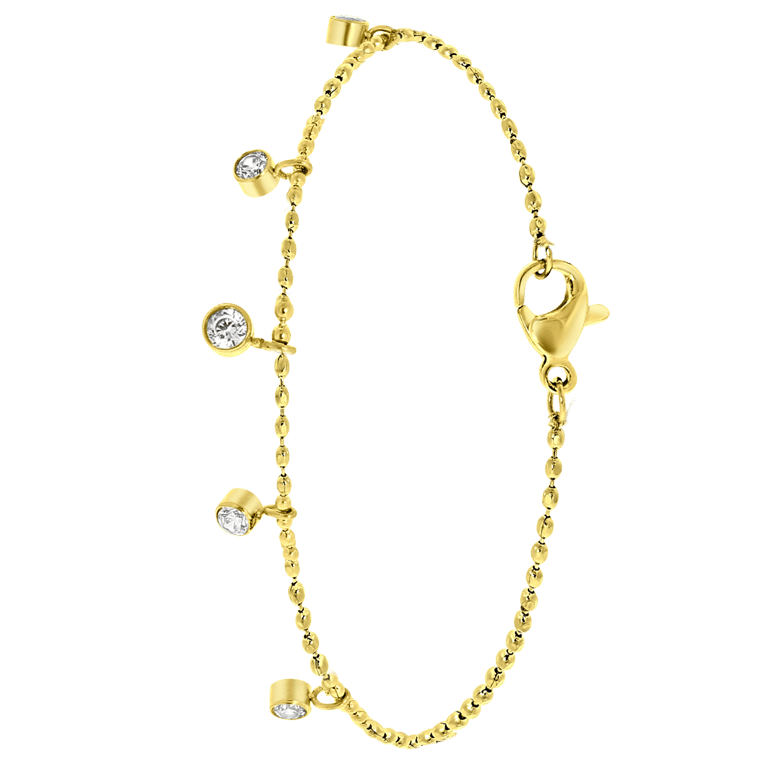 Stainless steel goldplated fantasiearmband  met hanger met zirkonia voor dames