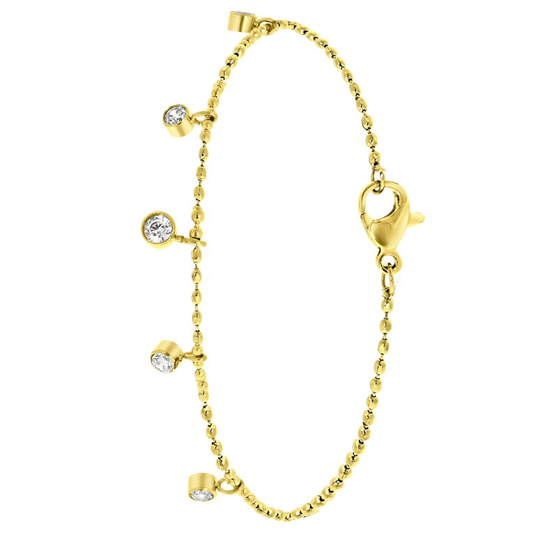 Stalen goldplated fantasiearmband  met hanger met zirkonia voor dames