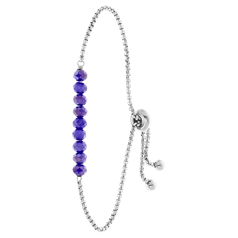 Gerecycled stalen armband met blauwe kralen