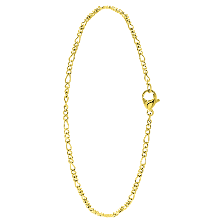 Gerecycled stalen goldplated enkelband figaro