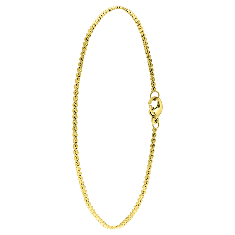 Gerecycled stalen goldplated enkelband serpentine