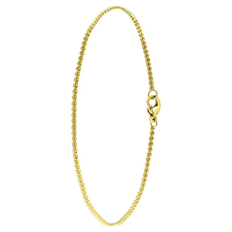 Gerecycleerd stalen goldplated enkelband serpentine