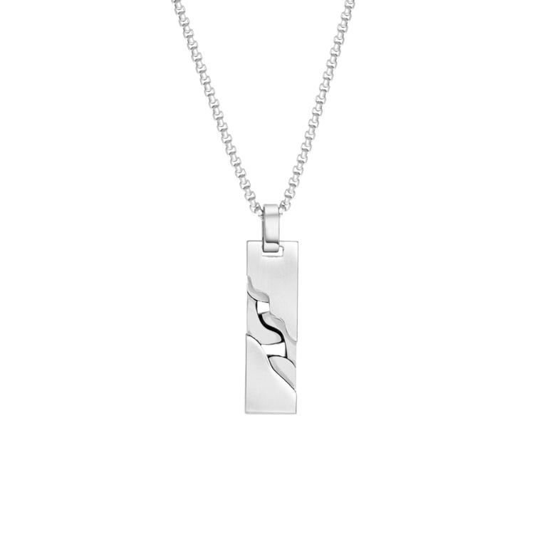 Gerecycled stainless steel herenketting met hanger plaat