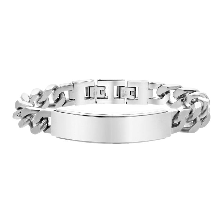 Gerecycled stainless steel plaatarmband mat met gourmetschakel
