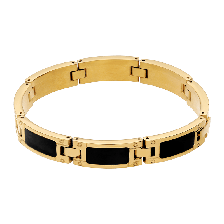 Stalen goldplated herenschakelarmband