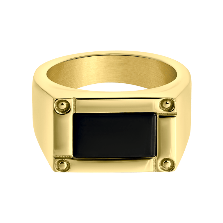 Stalen goldplated herenzegelring