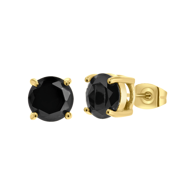 Stalen goldplated herenoorknoppen met zirkonia