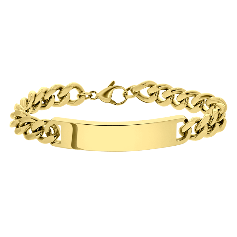 Stainless steel goldplated herenplaatarmband