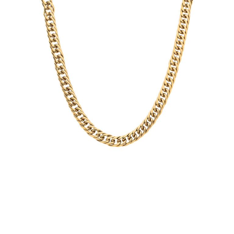 Gerecycled stainless steel goldplated herenketting met gourmetschakel