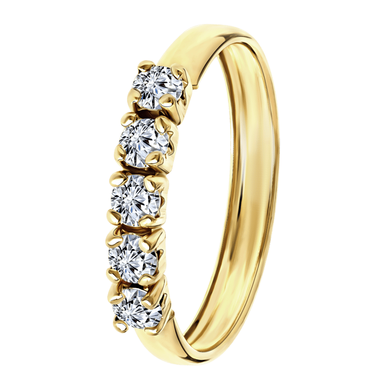 9 karaat ring met 5 zirkonia stenen