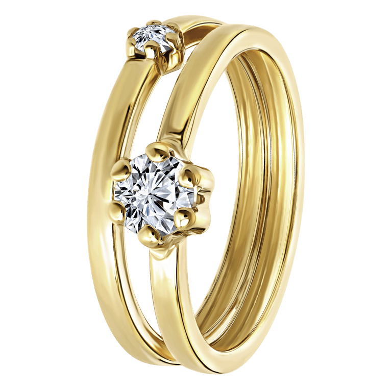 9 Karaat ring 2-1 met zirkonia