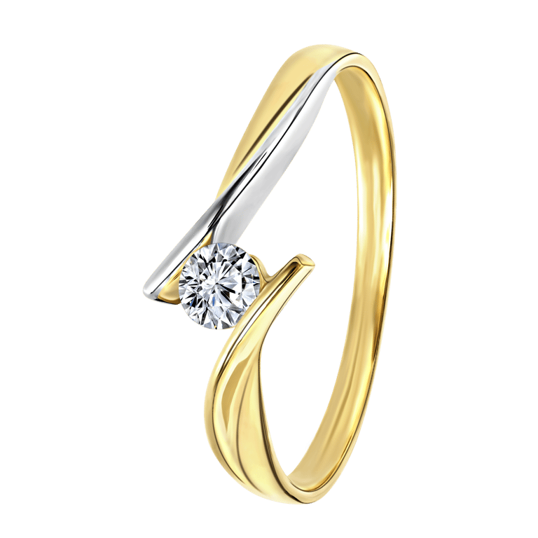 Zweifarbiger Ring, 375 Gold, mit Zirkonia