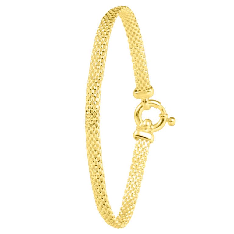 Gerecycleerd zilveren goldplated armband mesh