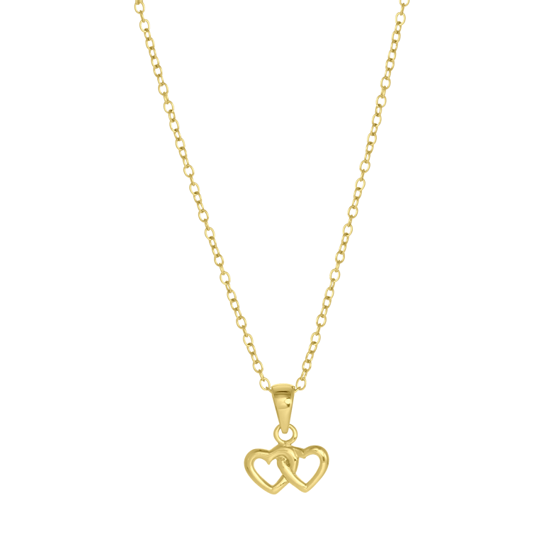 Zilveren goldplated kinderketting met hanger hart