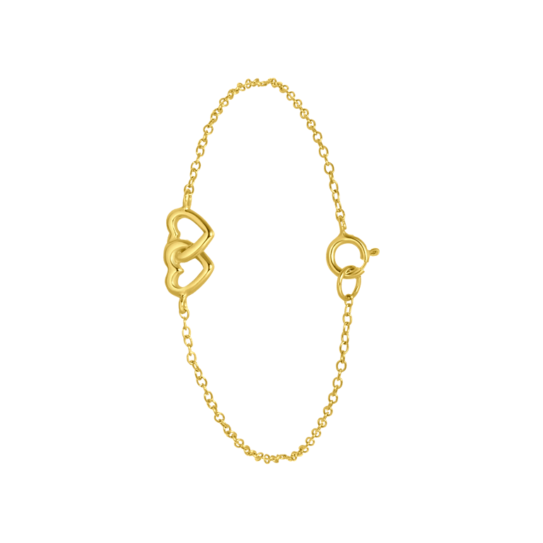Zilveren goldplated kinderarmband hart