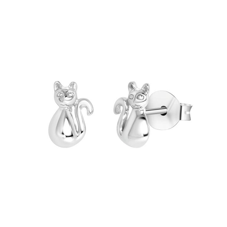 Kinderohrringe, 925 Silber, Katze