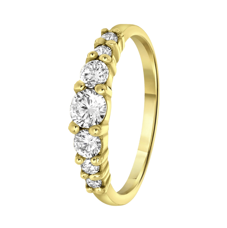 Zilveren goldplated kinderring met witte zirkonia