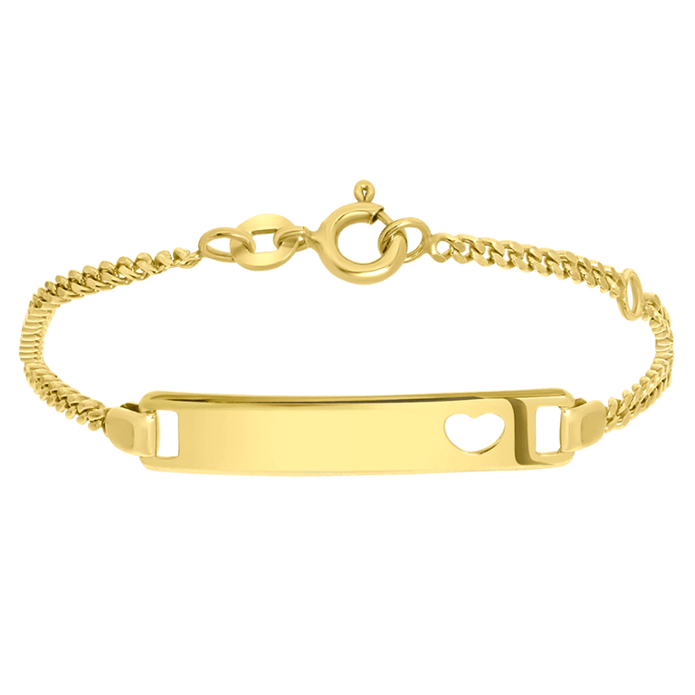 Zilveren goldplated kinderarmband plaat met hart