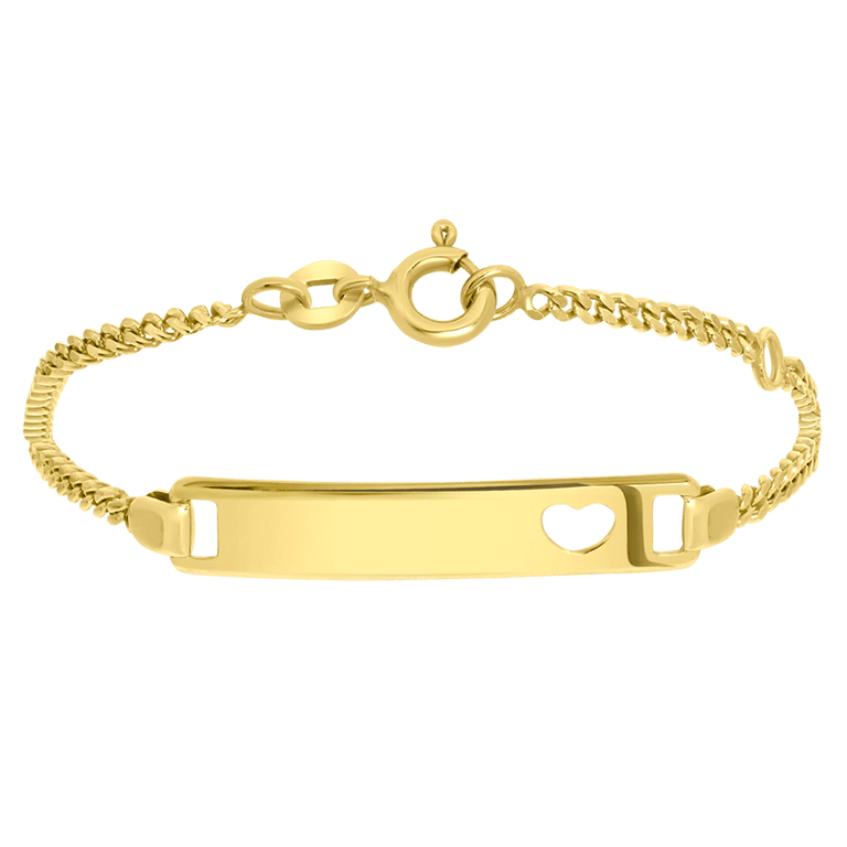 Zilveren goldplated kinderplaatarmband hart