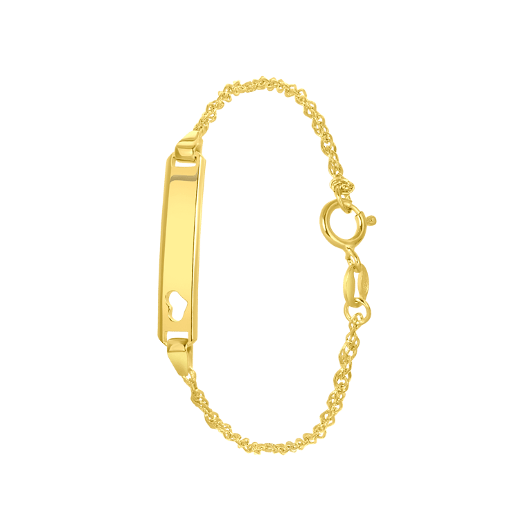 Zilveren goldplated kinderplaatarmband hart