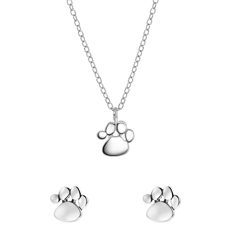 Kinder-Schmuckset, 925 Silber, Hundepfote
