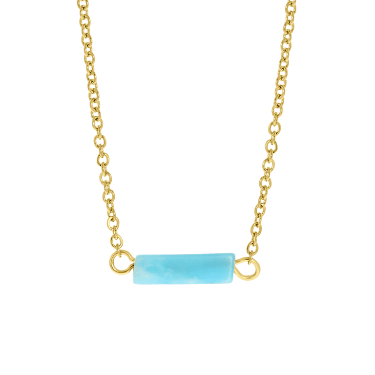 Stalen goldplated ketting met hanger met aquamarine voor dames