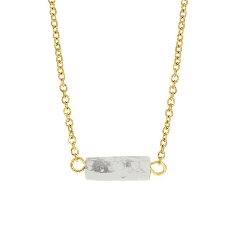 White Howlite stalen 14 karaat goldplated ketting