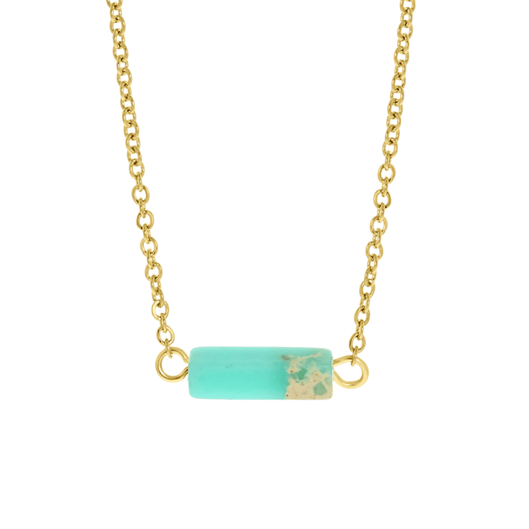 Stalen goldplated ketting met hanger turquoise voor dames