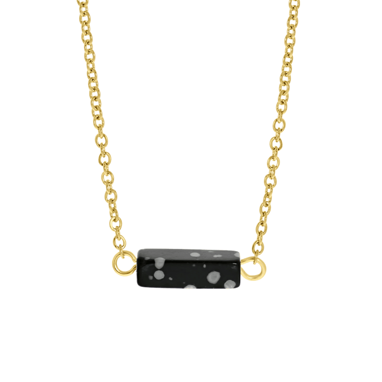 Black Jasper stalen 14 karaat goldplated ketting