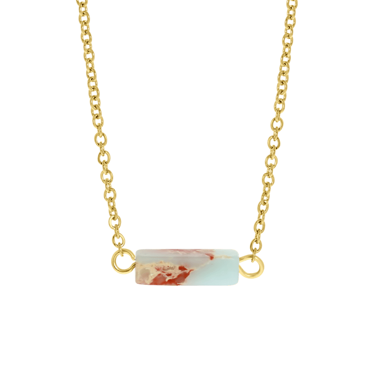 Stalen goldplated ketting met hanger met licht turquoise voor dames