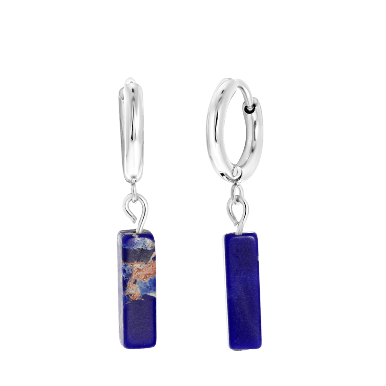 Stalen oorbellen met Lapis Lazuli