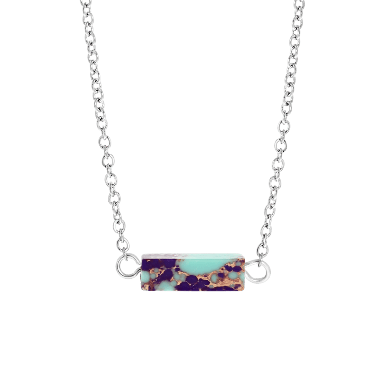 Purple Jasper en Turquoise stalen ketting