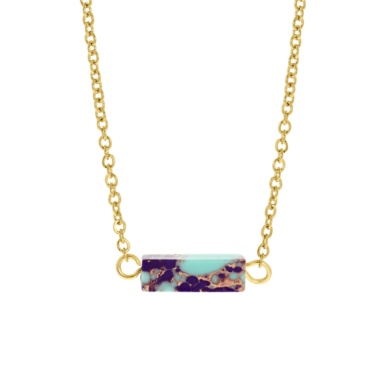 Stalen goldplated ketting met hanger met turquoise voor dames