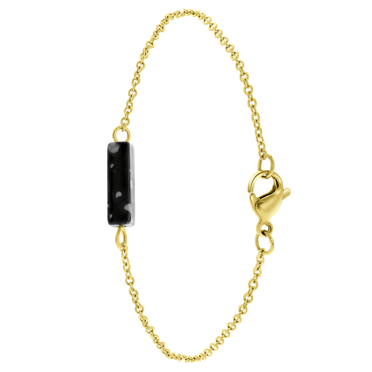 Armband, Edelstahl, vergoldet (585 Gold), Jaspis in Schwarz