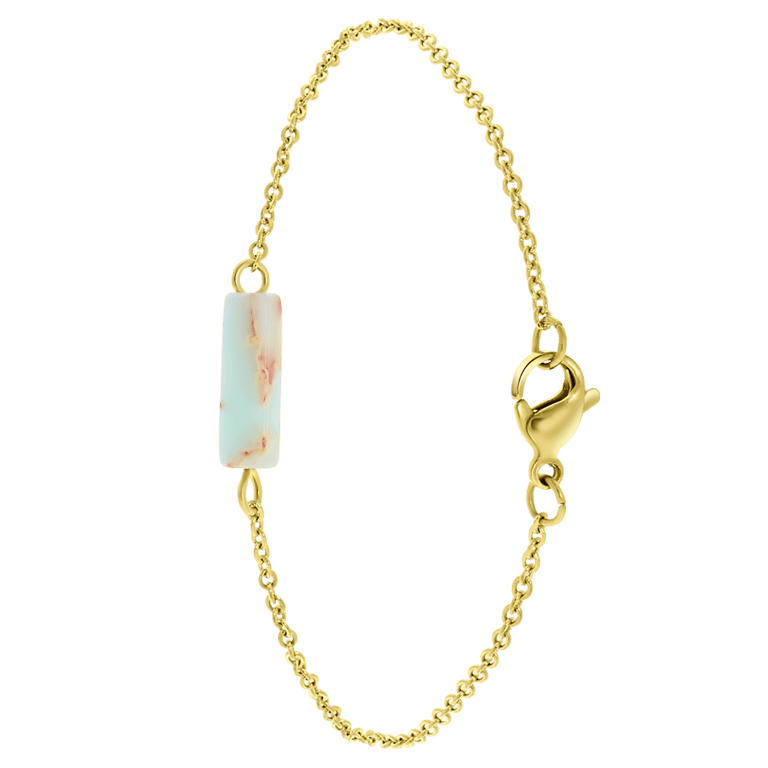 Stalen goldplated fantasiearmband met hanger met turquoise voor dames