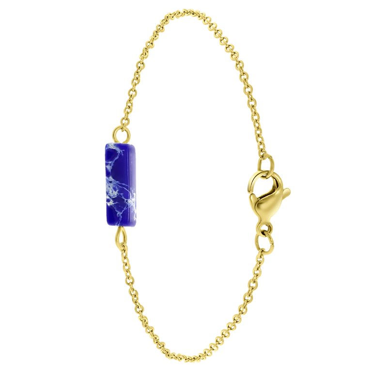 Stalen goldplated fantasiearmband met hanger met lapis lazuli voor dames