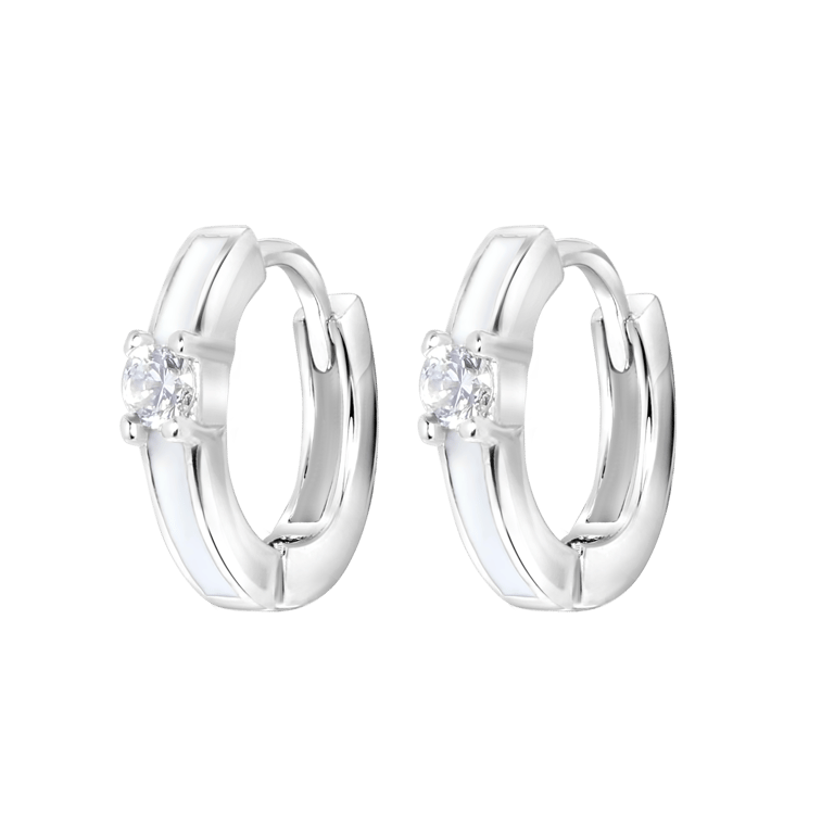 Zilveren oorbellen emaille&geboortesteen