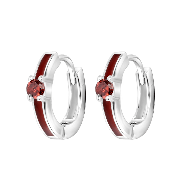 Zilveren oorbellen emaille&geboortesteen