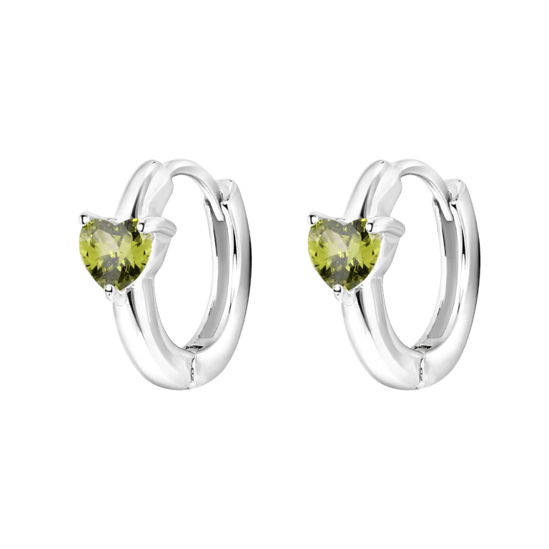 Zilveren oorbellen Love month stone hart