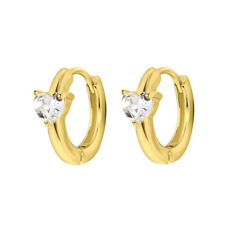 Zilveren goldplated oorbellen Love monthstone hart