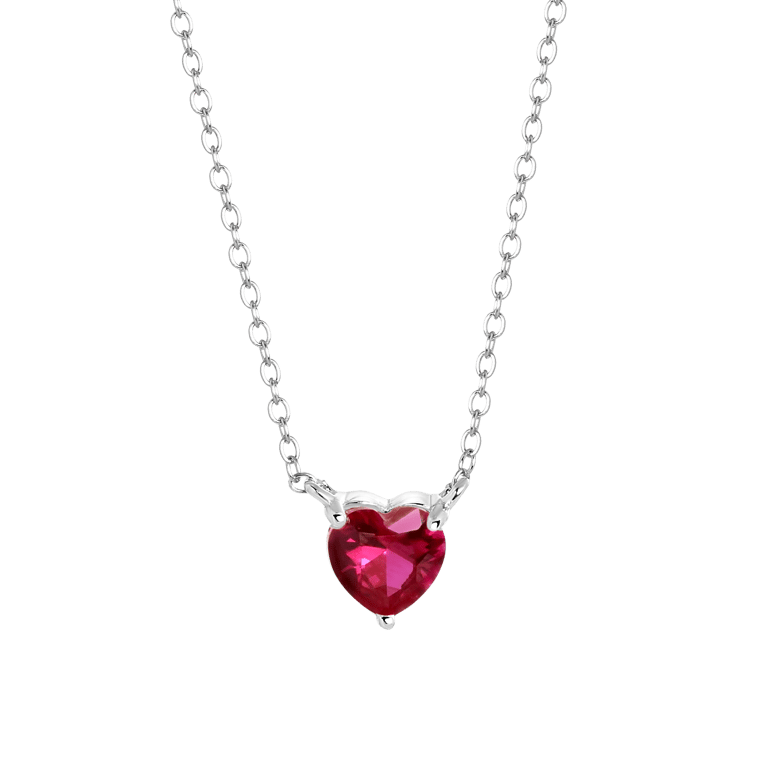 Zilveren ketting Love month stones hart