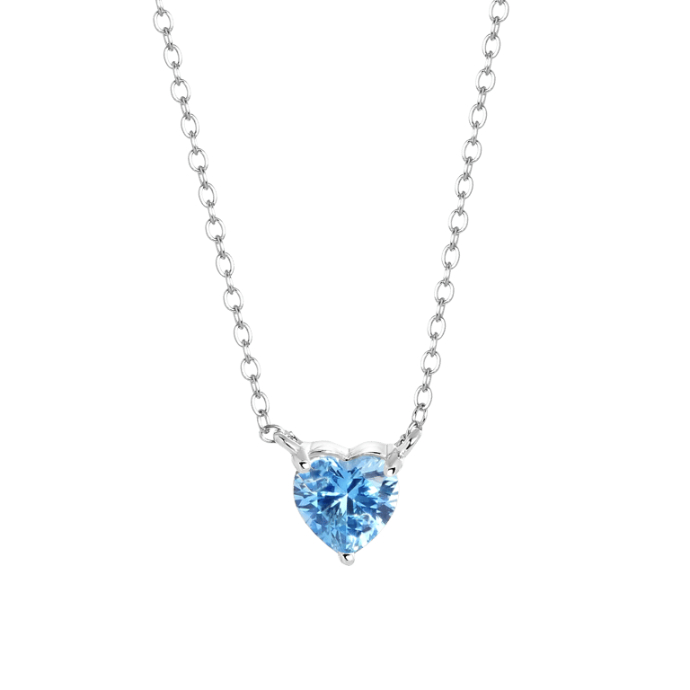 Zilveren ketting Love month stones hart