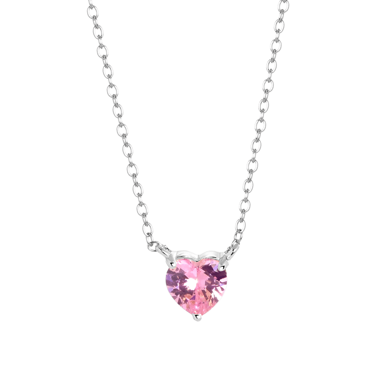 Zilveren ketting Love month stones hart