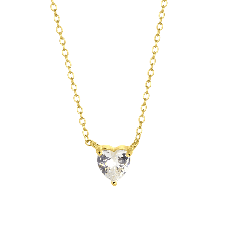 Zilveren goldplated ketting met hanger hart met zirkonia voor dames