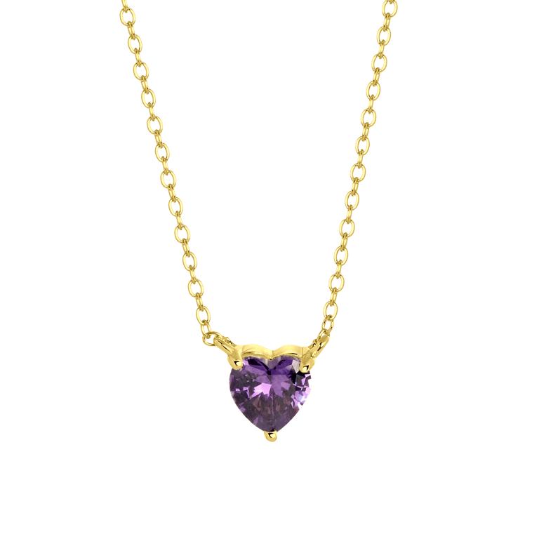 Halskette, 925 Silber, vergoldet, Love-Month-Stone, Herz