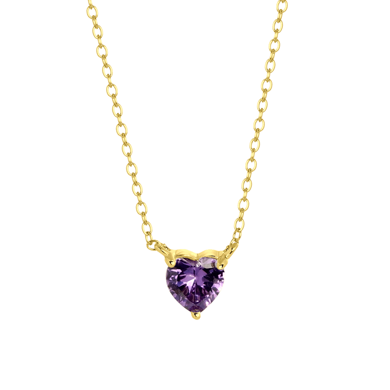 Halskette, 925 Silber, vergoldet, Love-Month-Stone, Herz